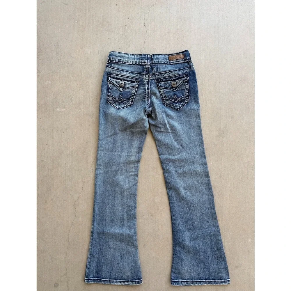 Mudd Y2K Flare Jeans 26" Waist Blue Distressed Low Rise Stretch Denim - Picture 4 of 10